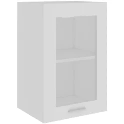 Armadio Sospeso Con Vetro Bianco 40x31x60 Cm Legno Multistrato VidaXL
