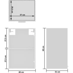 Armadio Sospeso Con Vetro Bianco 40x31x60 Cm Legno Multistrato VidaXL -Wenko Negozio 30198158 3
