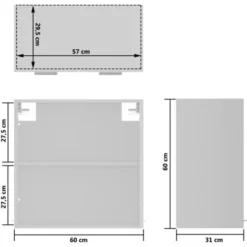 Armadio Sospeso Con Vetro Bianco 60x31x60 Cm In Truciolato VidaXL -Wenko Negozio 30199907 3