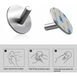 Ganci Adesivi Confezione Da 4 Ganci Adesivi Ganci Autoadesivi Da Parete Per Bagno In Acciaio Inossidabile Max 8 Kg Nastro Adesivo Portasciugamani Casa E Ufficio -Wenko Negozio 30853574 3