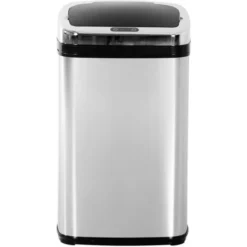 HomCom Cestino Dei Rifiuti In Acciaio Inox Sensore Automatico 30L/Quadrato