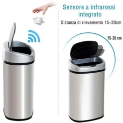 HomCom Cestino Dei Rifiuti In Acciaio Inox Sensore Automatico 30L/Quadrato -Wenko Negozio 3138819 5