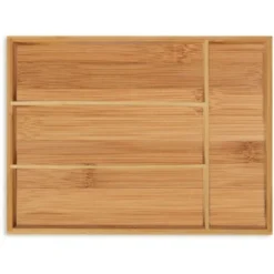 Relaxdays Portaposate Da Cassetto In Bambù, 4 Scomparti, Divisore Posate E Utensili Cucina, 5 X 26 X 35,5 Cm, Naturale