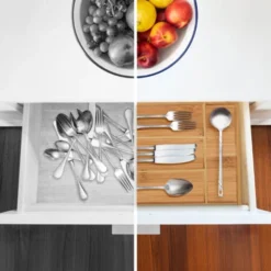 Relaxdays Portaposate Da Cassetto In Bambù, 4 Scomparti, Divisore Posate E Utensili Cucina, 5 X 26 X 35,5 Cm, Naturale -Wenko Negozio 31824364 4