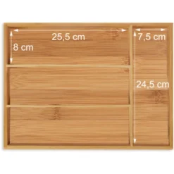 Relaxdays Portaposate Da Cassetto In Bambù, 4 Scomparti, Divisore Posate E Utensili Cucina, 5 X 26 X 35,5 Cm, Naturale -Wenko Negozio 31824364 5