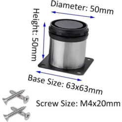 4x Patas De Muebles, Patas De Muebles Ajustables Metal Cromado Altura Ajustable (Total: 50 Mm) -Wenko Negozio 31869503 3