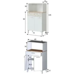 Mobile Cucina 72x40x126 Cm Bianco Opaco E Rovere Canadese Con Stampa Decorativa Rovere E Bianco -Wenko Negozio 32135853 4