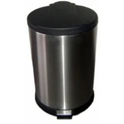 Pattumiera Rotonda 45lt Con Pedale, In Acciaio Inox, 3X15lt Secchi Interni Estraibili ARGENTO/NERO