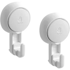 Juego De 2 Ganchos De Ventosa, Ganchos De Ducha De Succión De Carga De 5 Kg, Gancho De Pared Reutilizable Para Corona En La Cocina / Baño, Gancho De Plástico Blanco