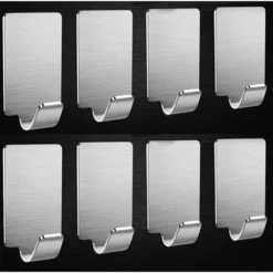 Ganci Adesivi Da Parete LITZEE, 8 Ganci In Acciaio Inossidabile 10 Kg Max, Porta Asciugamani E Porta Accappatoio, Appendiabiti, Gancio Da Parete Per Bagno E Cucina, Impermeabile, Antiruggine