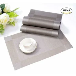 Set Di 6 Tovagliette In PVC Lavabile Antiscivolo Ecologico, 30 X 45 Cm - Grigio -Wenko Negozio 33379418 3