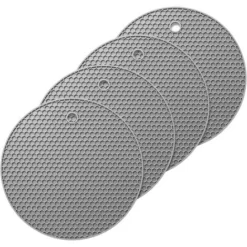 Lotes De 4 Piezas De Salvamanteles De Silicona Redondos Resistentes Al Calor Hasta 230 ° C Gris