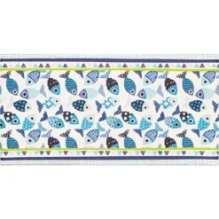 Baroni Home Tappeto Passatoia In Vinile Da Cucina Decoro Maioliche Colorato In PVC Antiscivolo Lavabile 60x120 Cm - Pesciolini