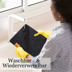 SOEKAVIA Tovaglietta In Feltro Color Antracite Lavabile - 6 Tovagliette Lavabili + 6 Sottobicchieri + 6 Tasche Portaposate - Tovagliette In Feltro Termoresistente Antiscivolo, Tovagliette Nere -Wenko Negozio 36293915 3