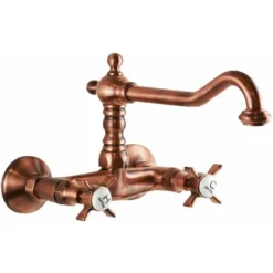 Rubinetto Cucina Rame Antico Doppio Comando Bocca Alta Gattoni London 1706117R0 Rame