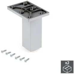 Emuca Piedino Per Mobile, Centrale, Regolabile, 100 - 110 Mm, Plastica, Cromato, 2 Un.