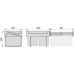Emuca Pattumiere Per Raccolta Differenziata Per Cucina, 2 X 15 L, Fissaggio Inferiore Ed Estrazione Manuale., Plastica Grigio Antracite, 1 U. -Wenko Negozio 36583265 4