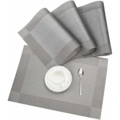SOEKAVIA Set Di 4 Tovagliette In PVC Lavabile Resistente Al Calore Antiscivolo Tovaglietta Per Cena Cucina Soggiorno Giardino O Sala Da Pranzo Ristorante - Grigio -Wenko Negozio 36942437 2