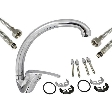 Rubinetto Da Cucina A Canna Alta Per Lavello Monoforo Da Lavandino Miscelatore Orientabile In Ottone Cromato Lucido 2 Rubinetto Da Cucina A Canna Alta Per Lavello Monoforo Da Lavandino Miscelatore Orientabile In Ottone Cromato Lucido - immagine 2