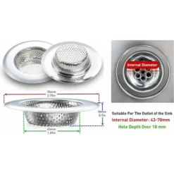 Filtro Per Lavello Da Cucina, Filtro Per Lavello In Acciaio Inossidabile, Griglia Per Lavello Da Cucina, Profondità 18 Mm, 2 Pezzi 2,75 Pollici / 7 Cm (piccolo)