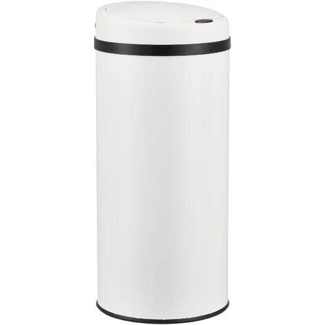 Pattumiera Automatica 42 L, Bidone Cilindrico In Acciaio Inox (AxØ) 68 X 30,5 Cm Coperchio Con Sensore Di Movimento E Display A LED, Apertura Ampia - Bianco 1 Pattumiera Automatica 42 L, Bidone Cilindrico In Acciaio Inox (AxØ) 68 X 30,5 Cm Coperchio Con Sensore Di Movimento E Display A LED, Apertura Ampia - Bianco