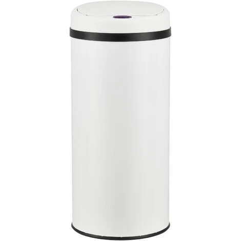 Pattumiera Automatica 42 L, Bidone Cilindrico In Acciaio Inox (AxØ) 68 X 30,5 Cm Coperchio Con Sensore Di Movimento E Display A LED, Apertura Ampia - Bianco 2 Pattumiera Automatica 42 L, Bidone Cilindrico In Acciaio Inox (AxØ) 68 X 30,5 Cm Coperchio Con Sensore Di Movimento E Display A LED, Apertura Ampia - Bianco - immagine 2