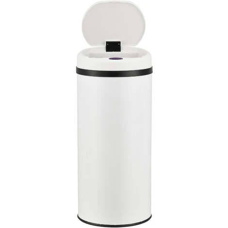 Pattumiera Automatica 42 L, Bidone Cilindrico In Acciaio Inox (AxØ) 68 X 30,5 Cm Coperchio Con Sensore Di Movimento E Display A LED, Apertura Ampia - Bianco 4 Pattumiera Automatica 42 L, Bidone Cilindrico In Acciaio Inox (AxØ) 68 X 30,5 Cm Coperchio Con Sensore Di Movimento E Display A LED, Apertura Ampia - Bianco - immagine 4