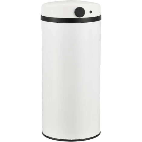 Pattumiera Automatica 42 L, Bidone Cilindrico In Acciaio Inox (AxØ) 68 X 30,5 Cm Coperchio Con Sensore Di Movimento E Display A LED, Apertura Ampia - Bianco 5 Pattumiera Automatica 42 L, Bidone Cilindrico In Acciaio Inox (AxØ) 68 X 30,5 Cm Coperchio Con Sensore Di Movimento E Display A LED, Apertura Ampia - Bianco - immagine 5