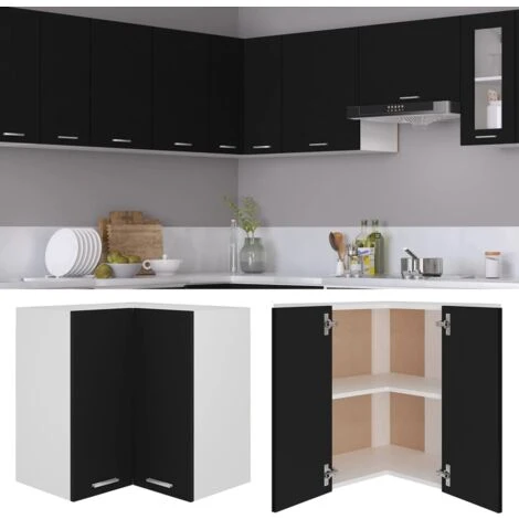 Pensile Angolare Nero 57x57x60 Cm In Truciolato VidaXL 2 Pensile Angolare Nero 57x57x60 Cm In Truciolato VidaXL - immagine 2