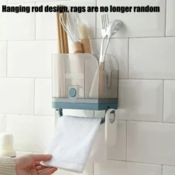 Portaposate Nordic Portautensili Da Parete Con 3 Scomparti Per Posate In Plastica Organizzatore Bacchette Cucchiai Forchette (Verde) -Wenko Negozio 38272781 3