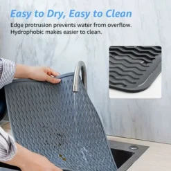 Tappetino Per Asciugare I Piatti In Silicone, Organizer Per Lavello, Supporto Per Lavello Da Cucina, Antiscivolo Resistente Al Calore, Tappetino Scolapiatti In Silicone, Grigio -Wenko Negozio 38272798 5