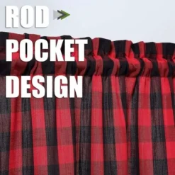 Tende A Quadretti A Quadri Rossi, Tende Da Caffè Tinte In Filo Pesante Per Finestre, Bagno E Cucina, 74 61 Cm, Set Di 2