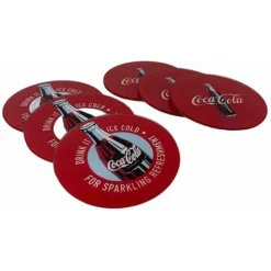 Set 6 Sotto Bicchieri In Vetro Da Tavola Coca Cola Stile Vintage Supporto Per Bicchieri 10 Cm