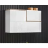 Dmora Pensile Da Parete, Made In Italy, A 3 Ante, Mobile Da Soggiorno Sospeso, Cm 100x30h63, Colore Bianco Lucido E Acero, Con Imballo Rinforzato