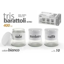 TRIS BARATTOLI VETRO ML.400 CM.9X10h
