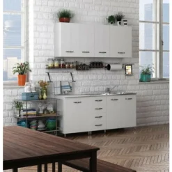 Mobile Pensile Per Cucina Componibile Bianco Frassinato -Wenko Negozio 39441324 4