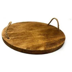 Vassoio In Legno Per Aperitivo Con Manici In Canapa Tagliere Per Servire Finger Food Antipasti Rotondo