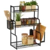 Relaxdays Scaffale Porta Spezie Da Tavolo, Organizer Per La Cucina Su 3 Livelli, Supporto Tagliere & Portaposate, Nero