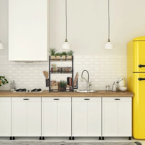 Relaxdays Scaffale Porta Spezie Da Tavolo, Organizer Per La Cucina Su 3 Livelli, Supporto Tagliere & Portaposate, Nero 2 Relaxdays Scaffale Porta Spezie Da Tavolo, Organizer Per La Cucina Su 3 Livelli, Supporto Tagliere & Portaposate, Nero - immagine 2