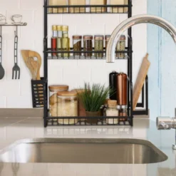 Relaxdays Scaffale Porta Spezie Da Tavolo, Organizer Per La Cucina Su 3 Livelli, Supporto Tagliere & Portaposate, Nero 9 Relaxdays Scaffale Porta Spezie Da Tavolo, Organizer Per La Cucina Su 3 Livelli, Supporto Tagliere & Portaposate, Nero -Wenko Negozio 40743848 5
