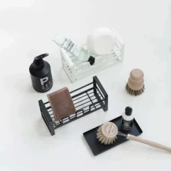 Organizer Per Lavello Da Cucina Con Porta Spugna, Lavello Da Cucina Per La Pulizia Della Spazzola, Portasapone, Scolapiatti Con Vassoio Di Drenaggio, Multifunzione, Nero -Wenko Negozio 41027129 3