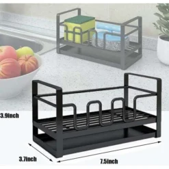 Organizer Per Lavello Da Cucina Con Porta Spugna, Lavello Da Cucina Per La Pulizia Della Spazzola, Portasapone, Scolapiatti Con Vassoio Di Drenaggio, Multifunzione, Nero -Wenko Negozio 41027129 5