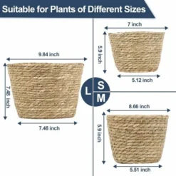 Cestino Per Piante Cesto Per Fioriera Intrecciato A Mano Con Rivestimento In Plastica Impermeabile Contenitori Per Vasi Per Piante Contenitori Per Cestini Portaoggetti