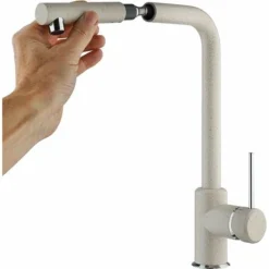 Miscelatore Lavello Cucina In Granito Avena Con Bocca Orientabile E Doccia Estraibile Piralla Lion 0LI20103A21 Granito Avena -Wenko Negozio 41431817 4