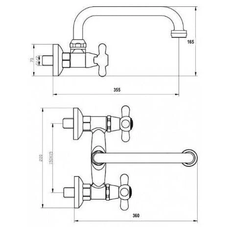 Rubinetto A Parete Vintage Epoca Cromato Canna Girevole 2 Rubinetto A Parete Vintage Epoca Cromato Canna Girevole - immagine 2