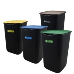 4 PATTUMIERE RACCOLTA DIFFERENZIATA CON COPERCHIO 50 LT