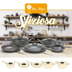 Set Batteria Di Pentole Padelle Coperchi Mestoli Antiaderente 12 Pezzi Sfiziosa Stone -Wenko Negozio 42004396 5