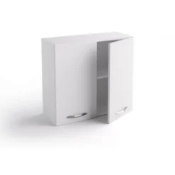 Pensile Cucina 80x33xH72 Cm In Legno Bianco Opaco Con Due Ante Bianco