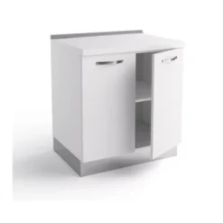 Base Cucina 80x60xH84 Cm In Legno Bianco Opaco Con Due Ante Bianco