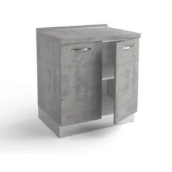 Base Cucina 80x60xH84 Cm In Legno Grigio Cemento Con Due Ante Grigio
